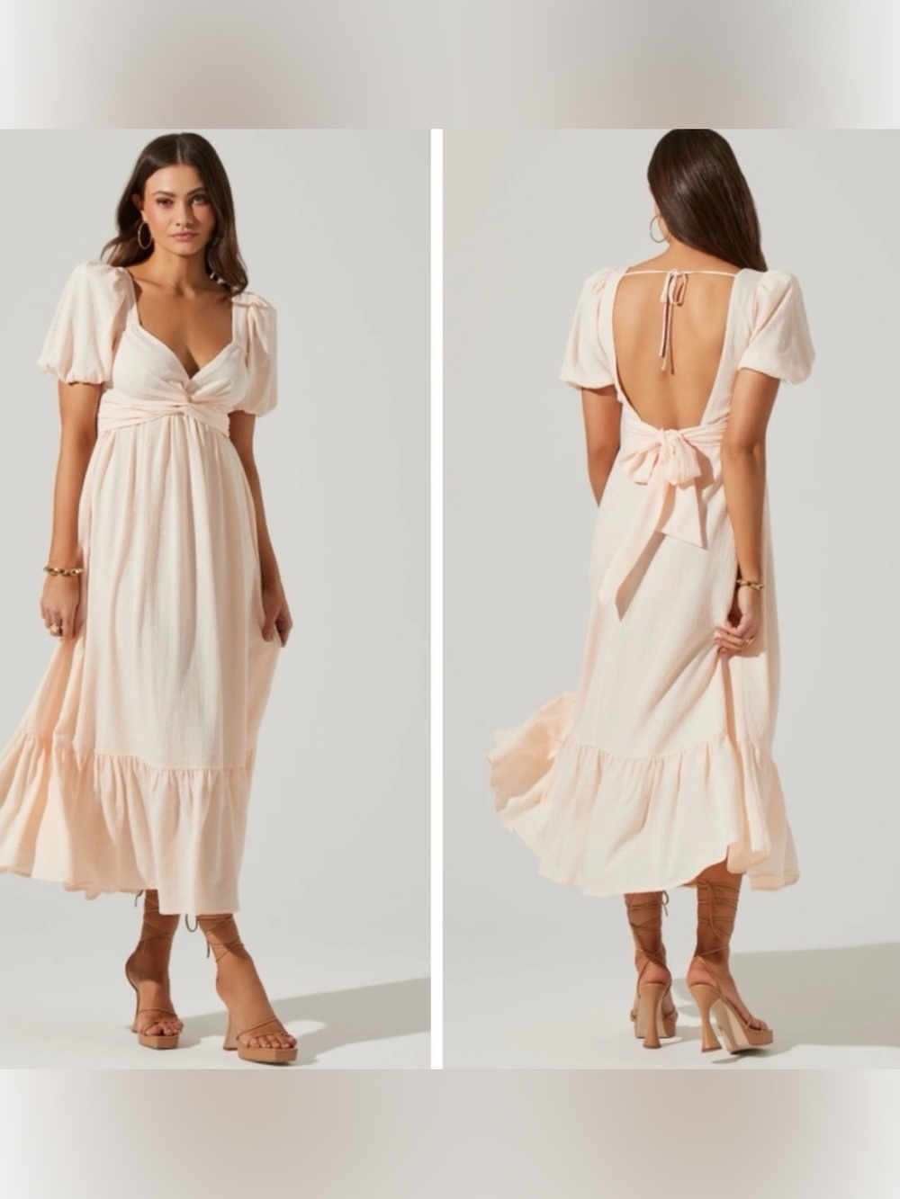 ASTR- Summer Peach/ Spring Pink Maxi Dress stretchy Sz medium